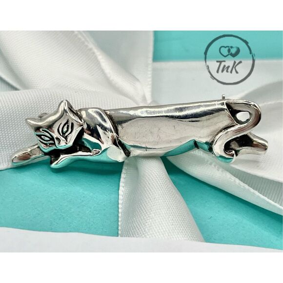 Tiffany & Co. Sterling Silver Cat Brooch Pin - 925 Silver - Picture 4 of 16